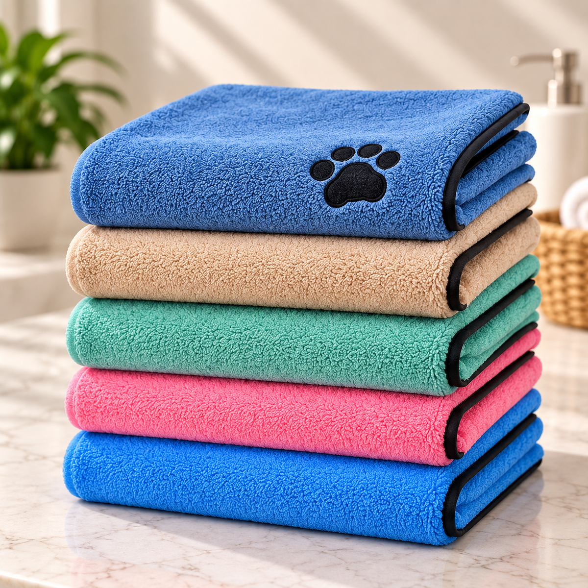 Coral Fleece Bathing Towel For Pet Cleaning